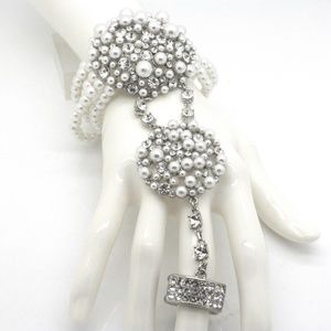 Stunning Pearl Crystal Cluster Slave Bracelet